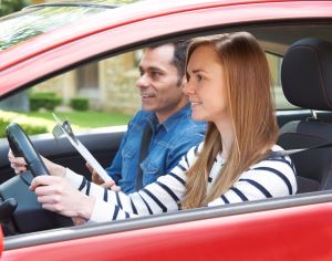 Road test with instructor and driver in the car